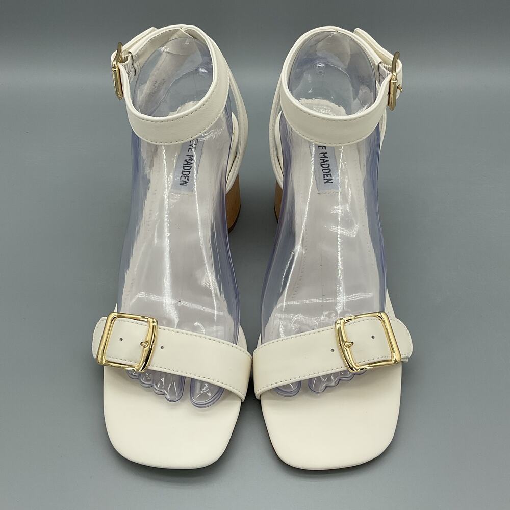New Steve Madden Women’s Mindi Block Heel City Sandals White Size 9 - Picture 3 of 11